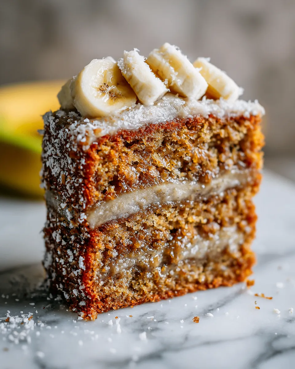 Browned Butter Banana Cake with brown sugar frosting, a cozy dessert for holidays, combining sweet bananas and nutty flavor, perfect for home bakers.