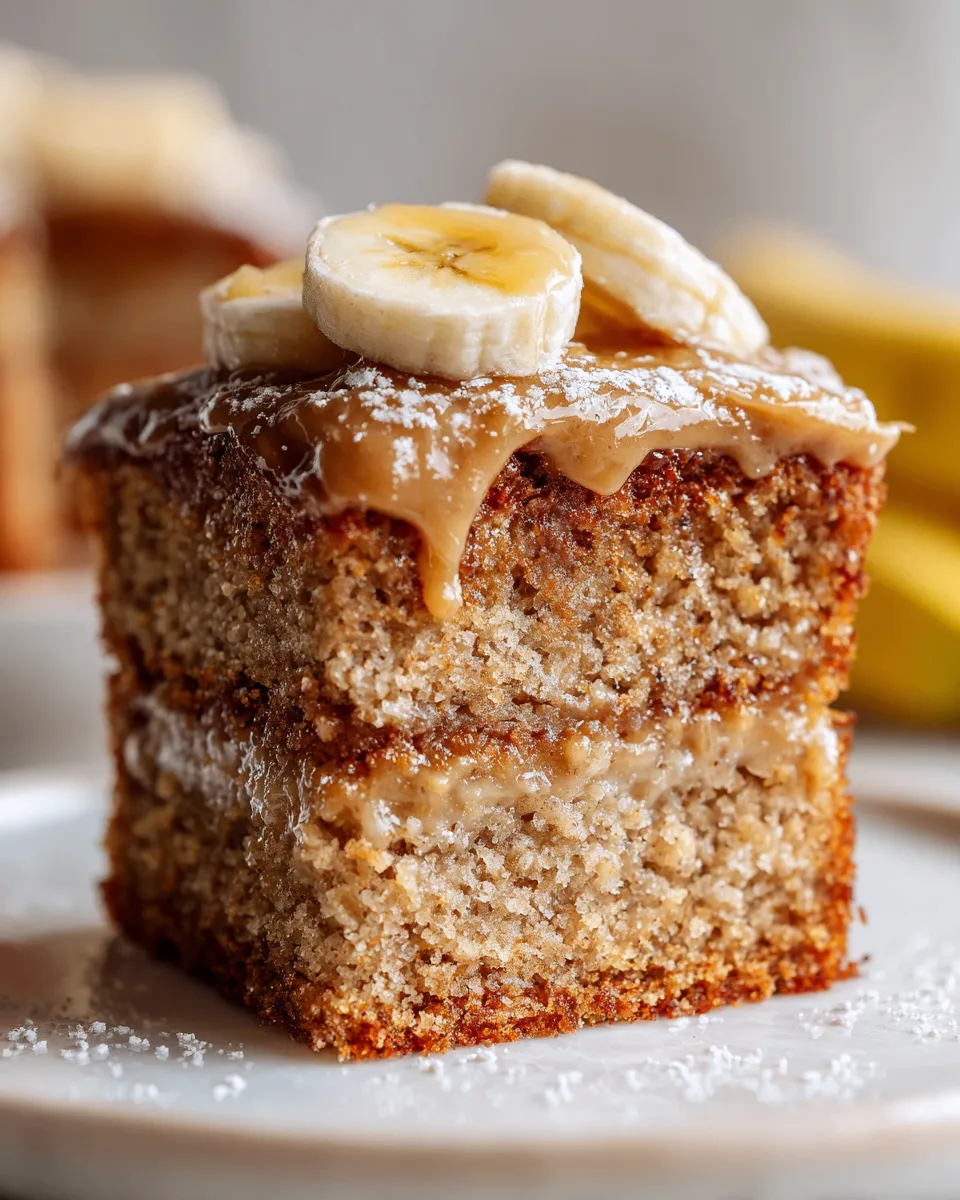 Browned Butter Banana Cake with brown sugar frosting, a cozy dessert for holidays, combining sweet bananas and nutty flavor, perfect for home bakers.