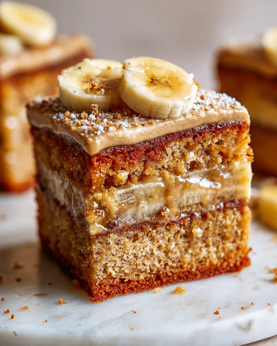 Browned Butter Banana Cake with brown sugar frosting, a cozy dessert for holidays, combining sweet bananas and nutty flavor, perfect for home bakers.