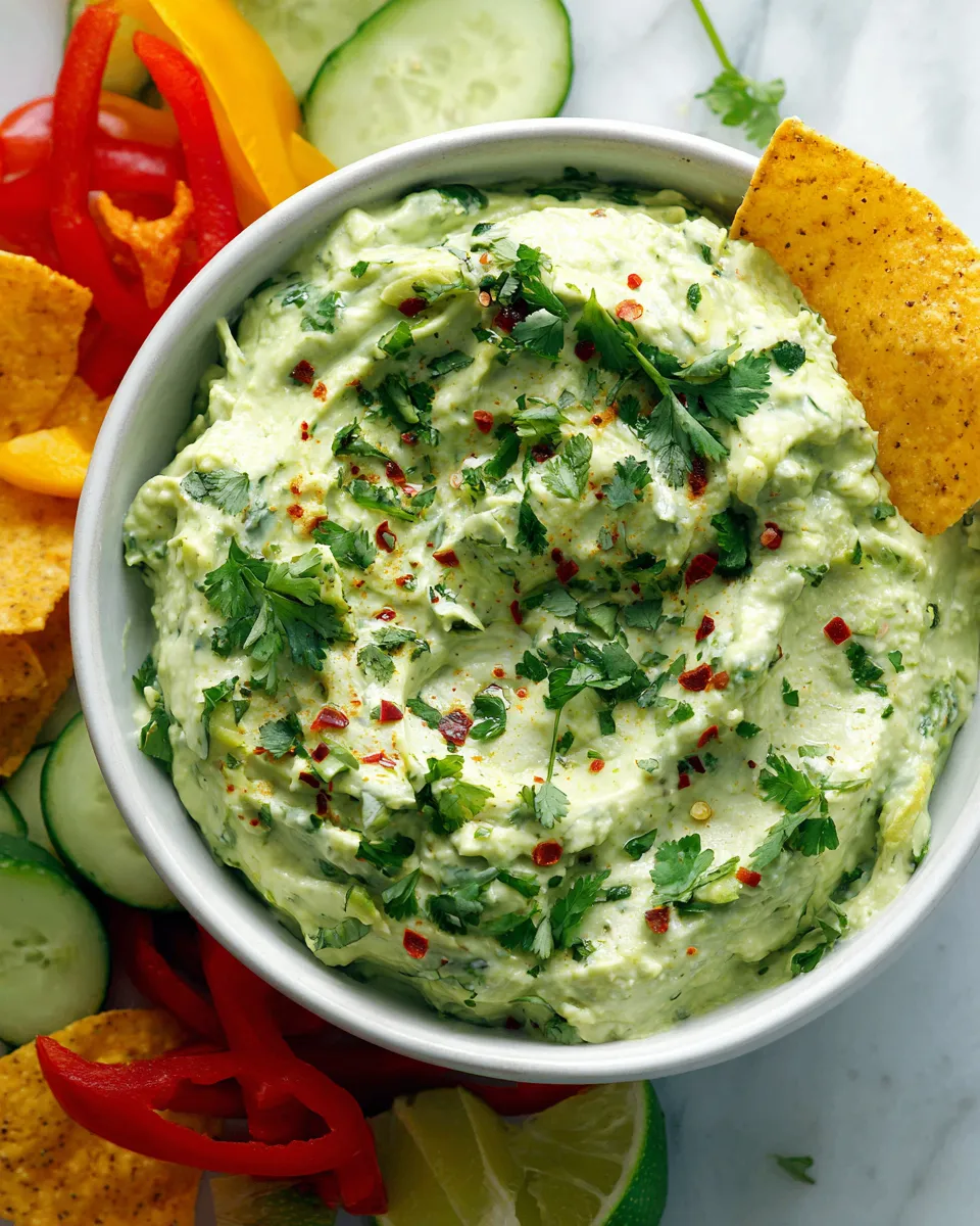 Delicious California avocado dip made with ripe avocados, Greek yogurt, and zesty lime, perfect for appetizers.