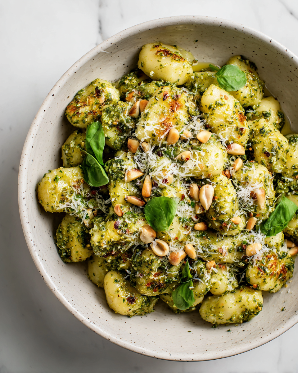 Delicious cauliflower gnocchi with fresh pesto, a comforting dish perfect for holiday dinners, offering a nutritious and flavorful twist on traditional recipes.