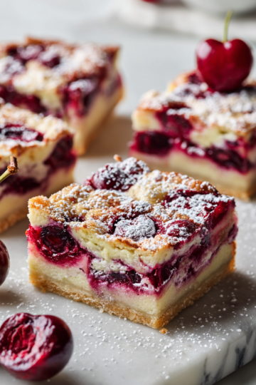 Delicious Cherry Sour Cream Pie Bars with a buttery crust, ideal for cozy gatherings and festive occasions. - Delightful Cherry Sour Cream Pie Bars