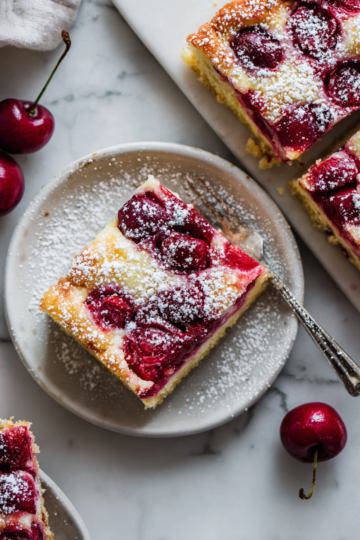 Delicious Cherry Sour Cream Pie Bars with a buttery crust, ideal for cozy gatherings and festive occasions.