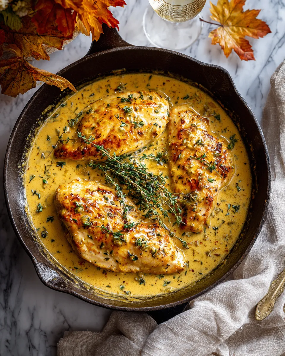 Creamy Honey Mustard Chicken recipe with tender chicken breasts and a savory sauce, perfect for holiday meals and cozy dinners.