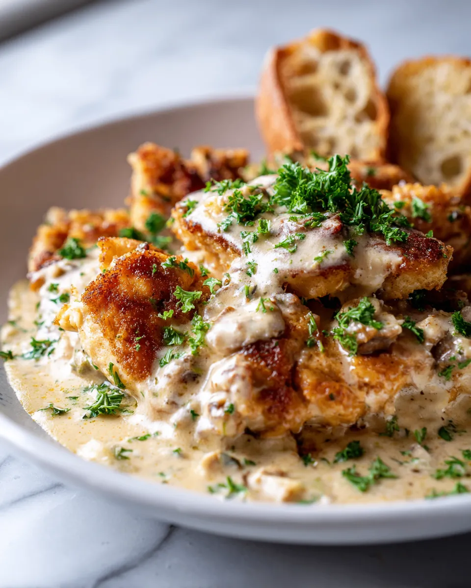 Crispy chicken breasts with creamy Italian sauce, perfect for holiday gatherings, quick dinner, and family-friendly meals.