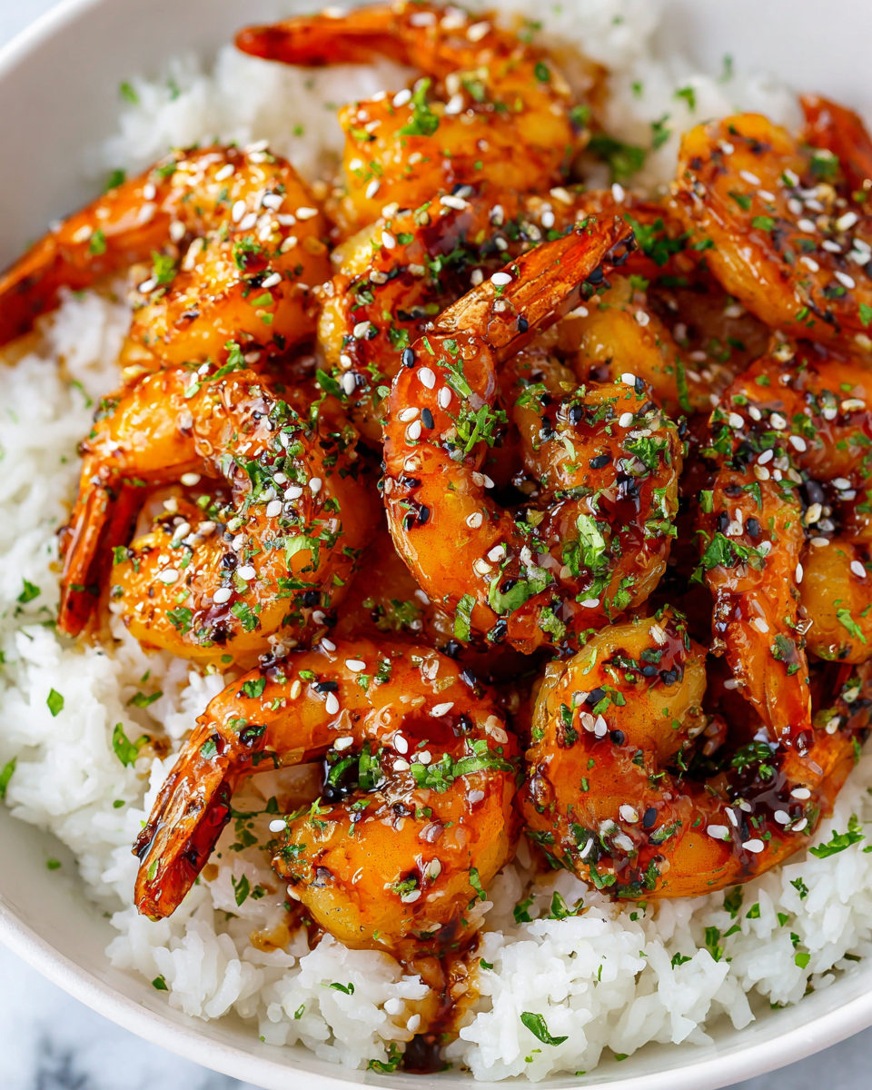 Savory Easy Teriyaki Shrimp recipe served in a bowl with fresh ingredients and a glossy sauce, perfect for quick weeknight dinners.