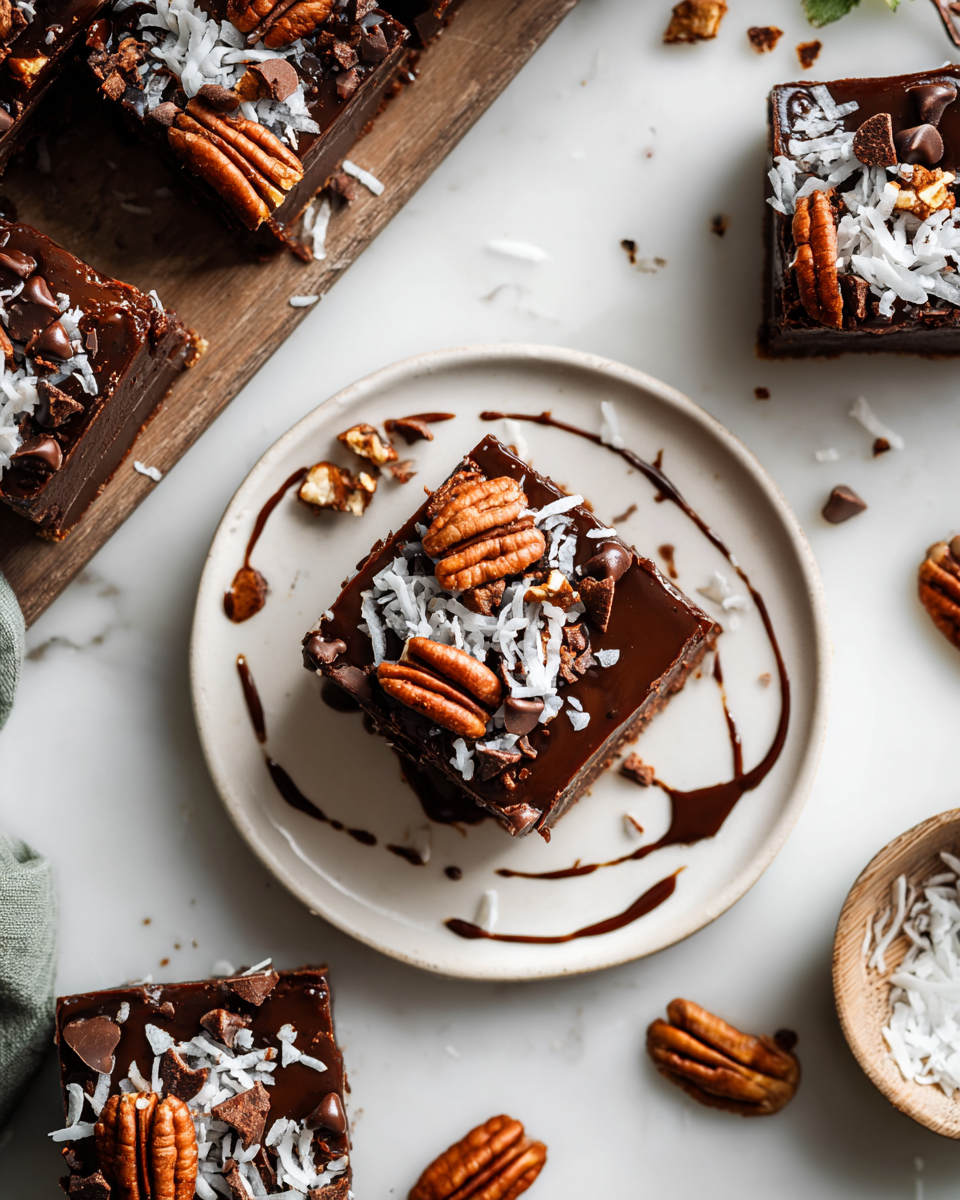 Homemade German Chocolate Fudge with rich chocolate, nuts, and coconut, perfect for holiday gatherings