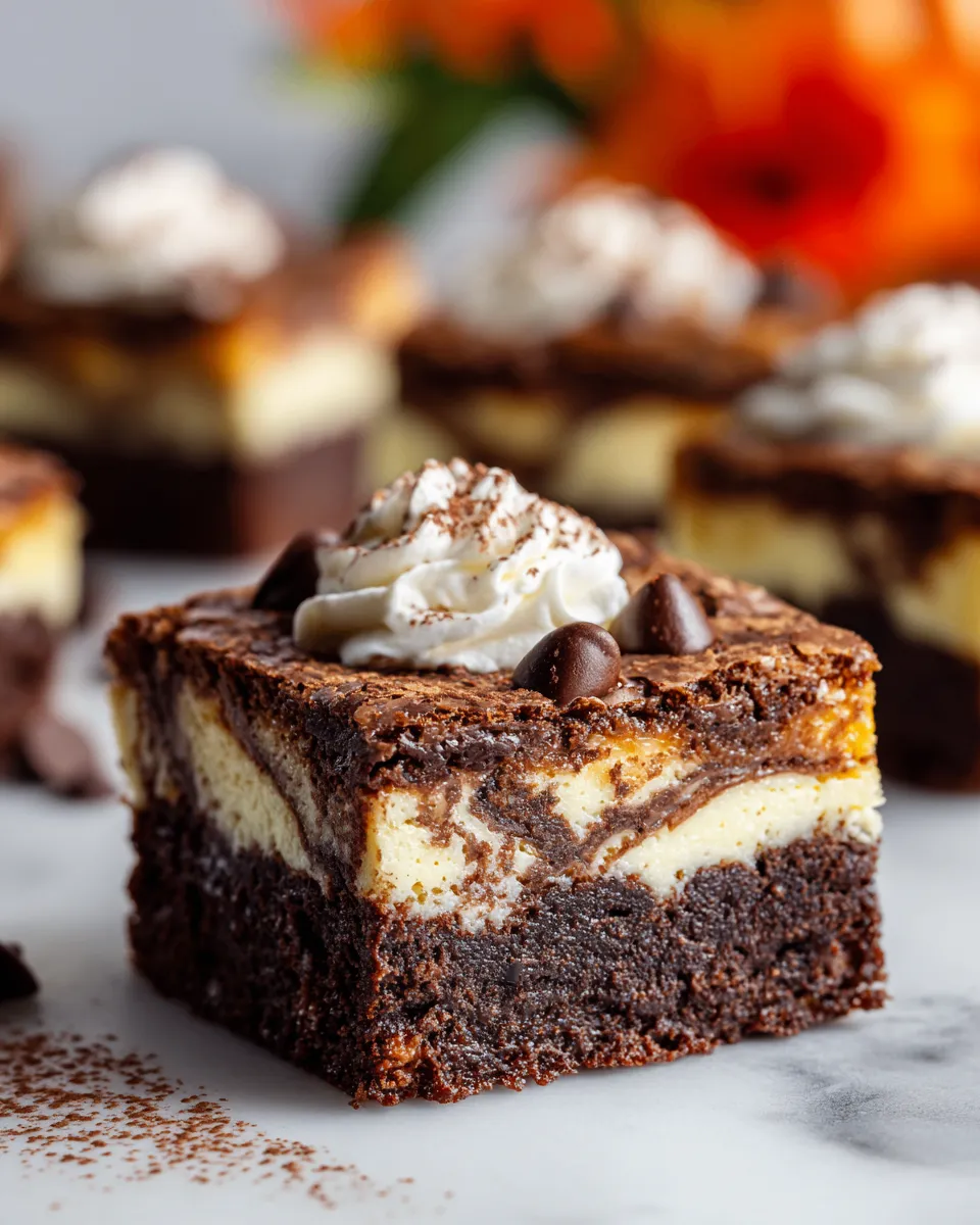 Delicious Hershey's cheesecake brownies topped with creamy cheesecake and rich chocolate, perfect for festive gatherings.
