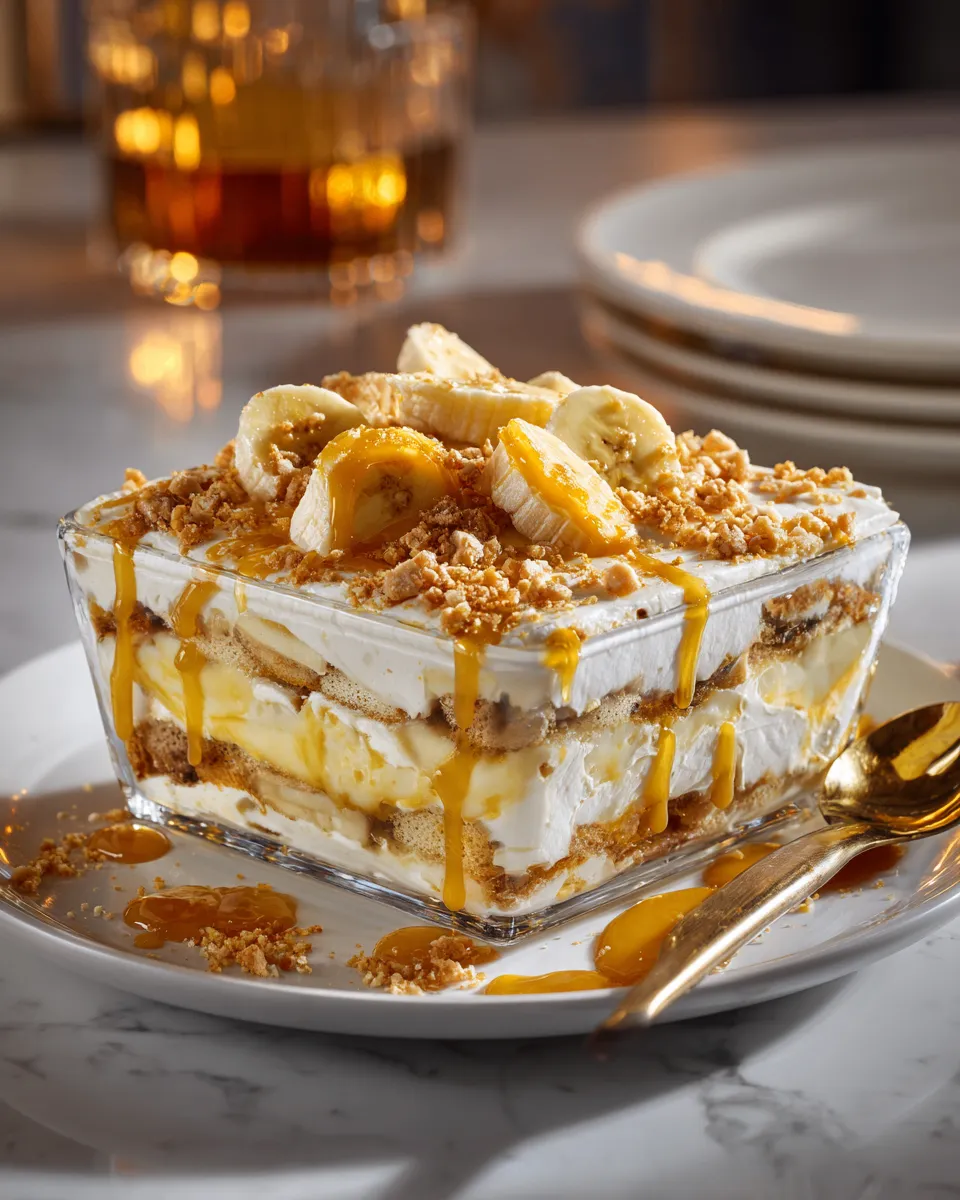 Nilla Wafers Banana Cream Dessert with layers of creamy pudding and bananas, a nostalgic and delightful holiday treat.