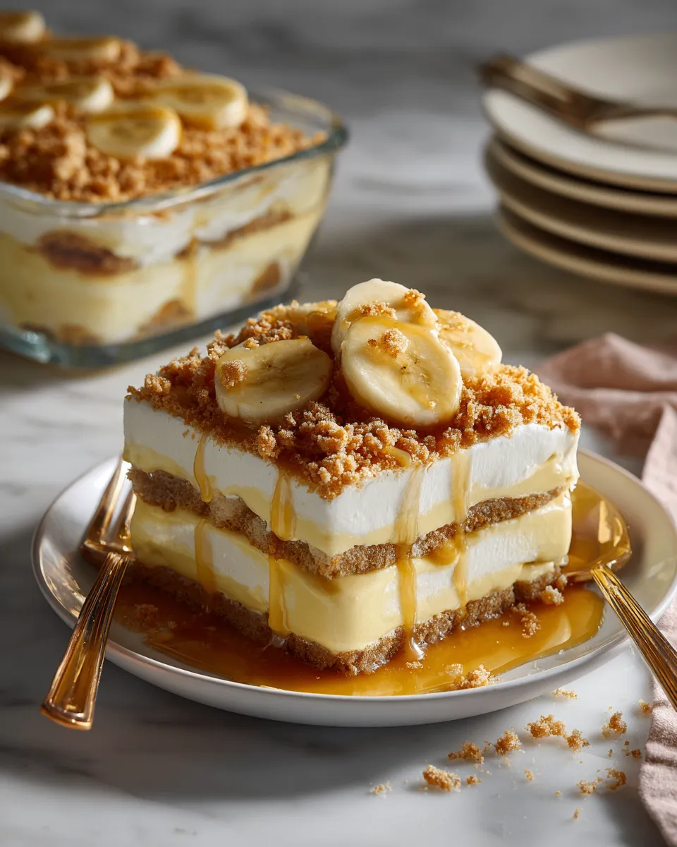Nilla Wafers Banana Cream Dessert with layers of creamy pudding and bananas, a nostalgic and delightful holiday treat.