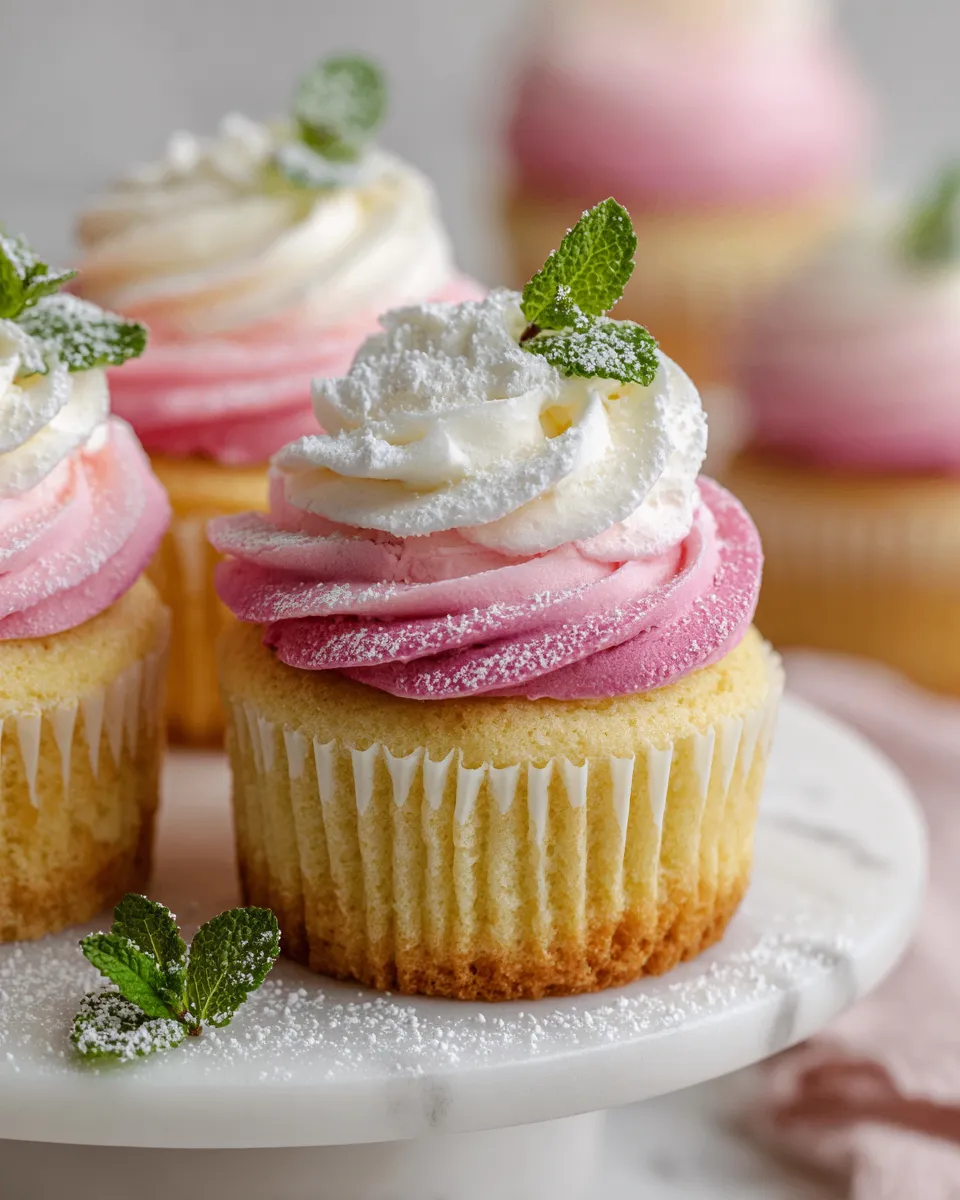 Ombre Vanilla Cupcakes - festive treat with layers of vanilla and whipped buttercream, perfect for Thanksgiving and Christmas celebrations.