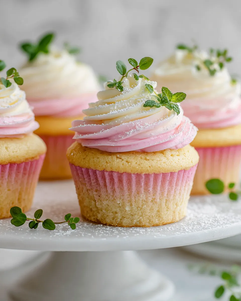 Ombre Vanilla Cupcakes - festive treat with layers of vanilla and whipped buttercream, perfect for Thanksgiving and Christmas celebrations.