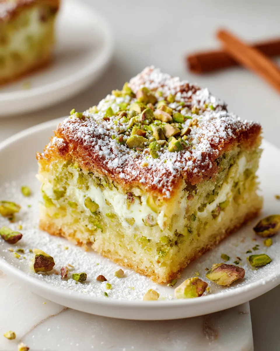 Pistachio cream bars topped with chopped pistachios, perfect holiday dessert, creamy texture, easy recipe for festive gatherings.