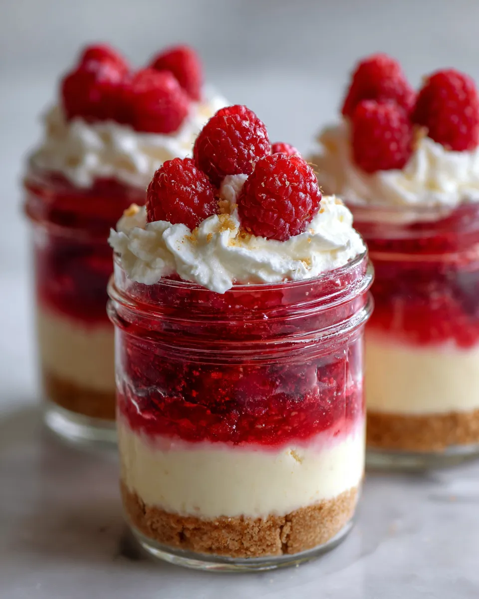 No-bake Raspberry Lemonade Cheesecake Parfaits with layered cream cheese, fresh raspberries, and graham cracker crust, a vibrant and easy dessert.
