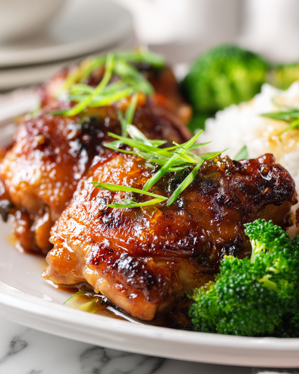 Slow Cooker Honey Soy Chicken served with garnishes, a sweet and savory dish perfect for holiday meals.