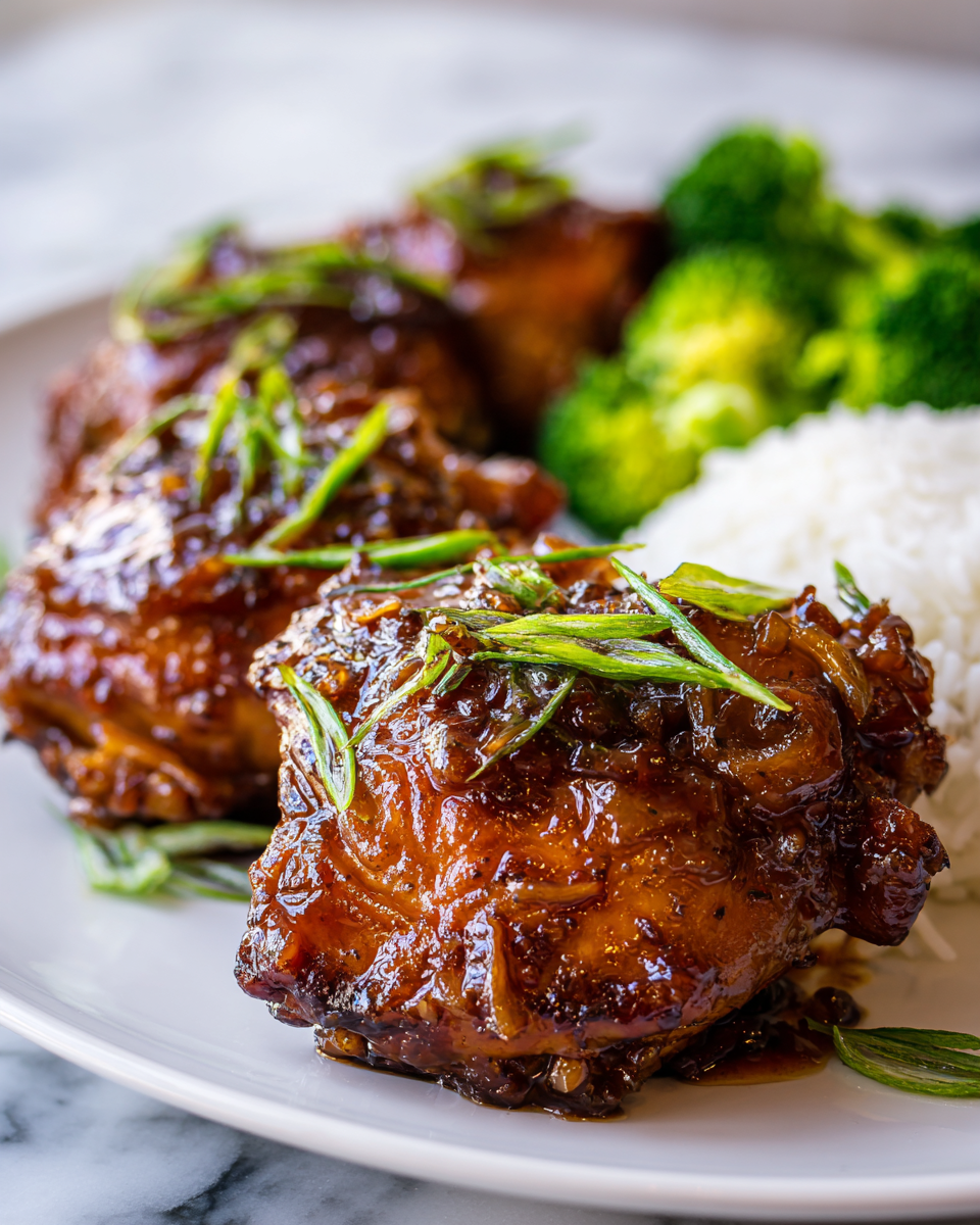 Slow Cooker Honey Soy Chicken served with garnishes, a sweet and savory dish perfect for holiday meals.
