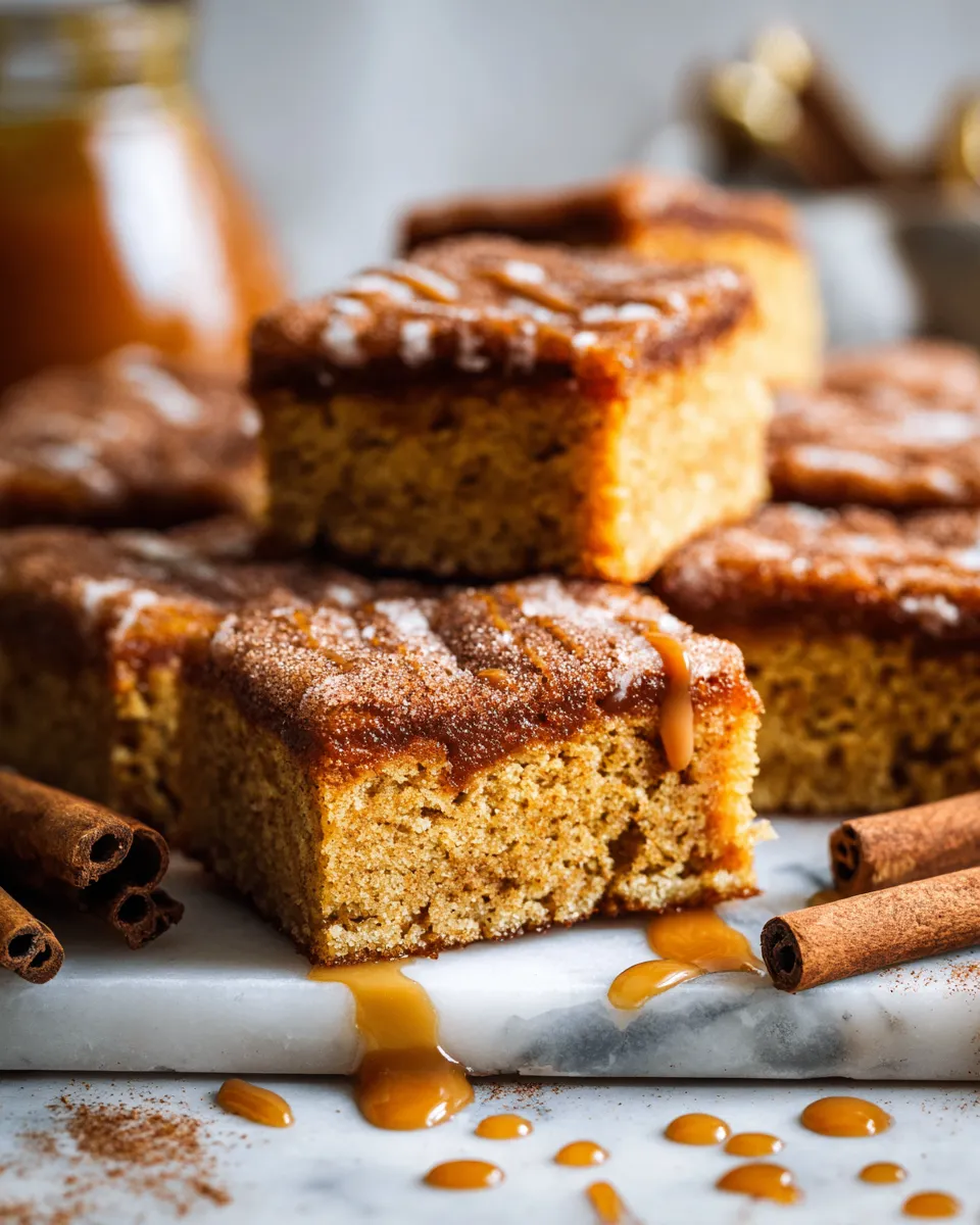 Snickerdoodle Blondies in a baking dish, perfect holiday dessert recipe.