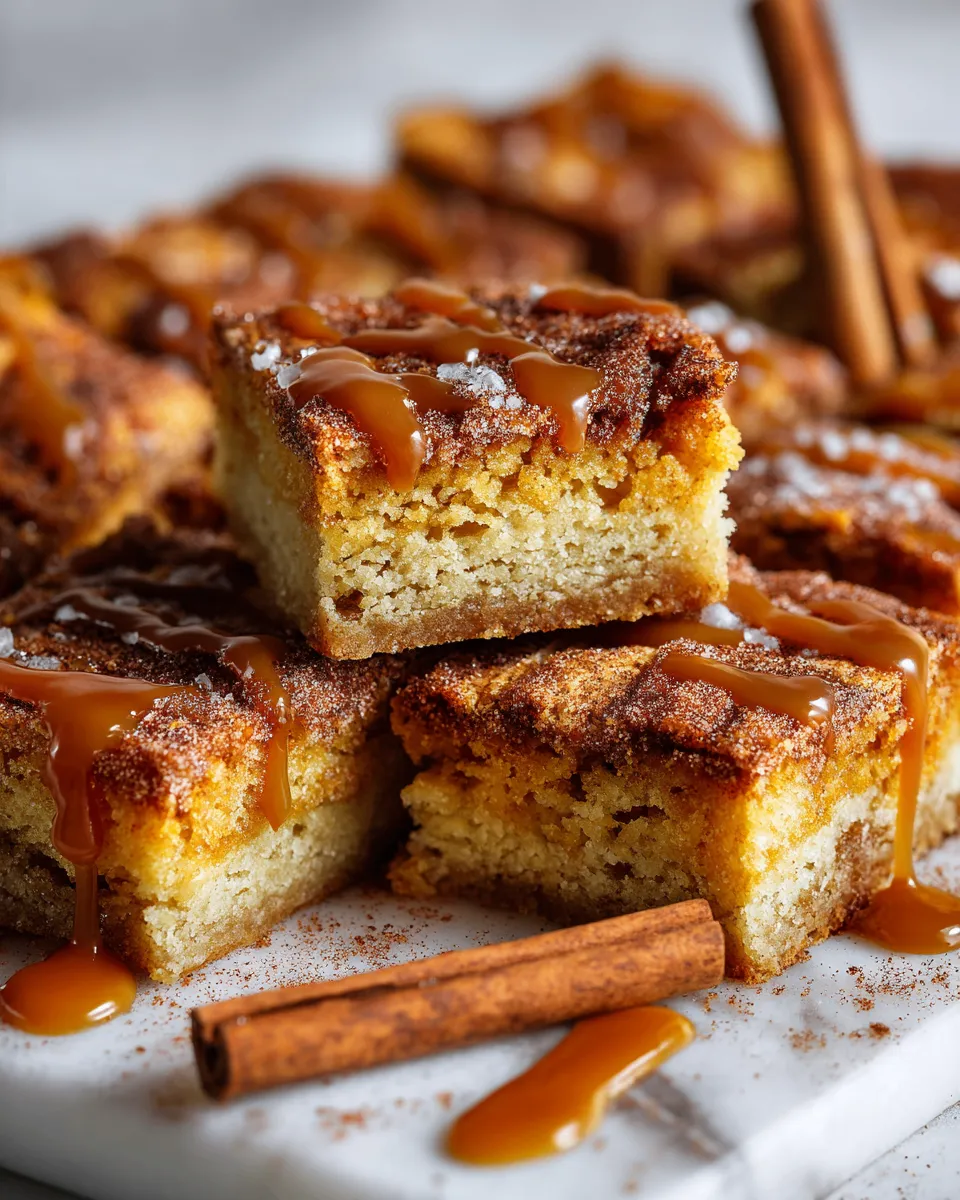 Snickerdoodle Blondies in a baking dish, perfect holiday dessert recipe.