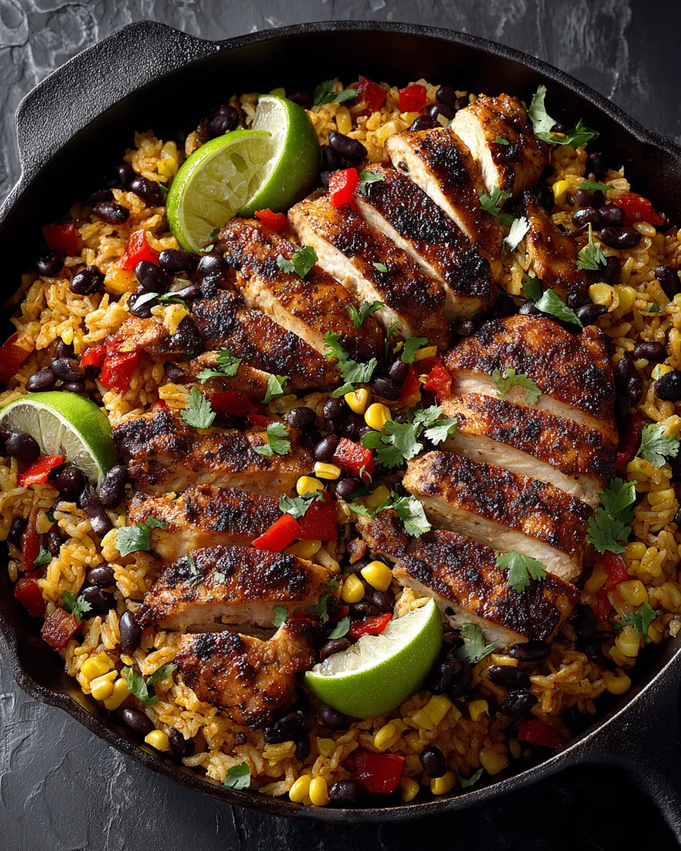 One Pan Southwest Blackened Cajun Chicken with Rice - a hearty, flavorful dish perfect for weeknight meals or holiday gatherings.