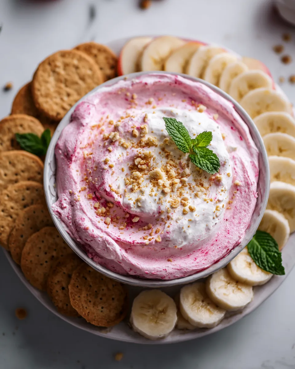 Strawberry Cream Cheese Fruit Dip served with fresh fruits