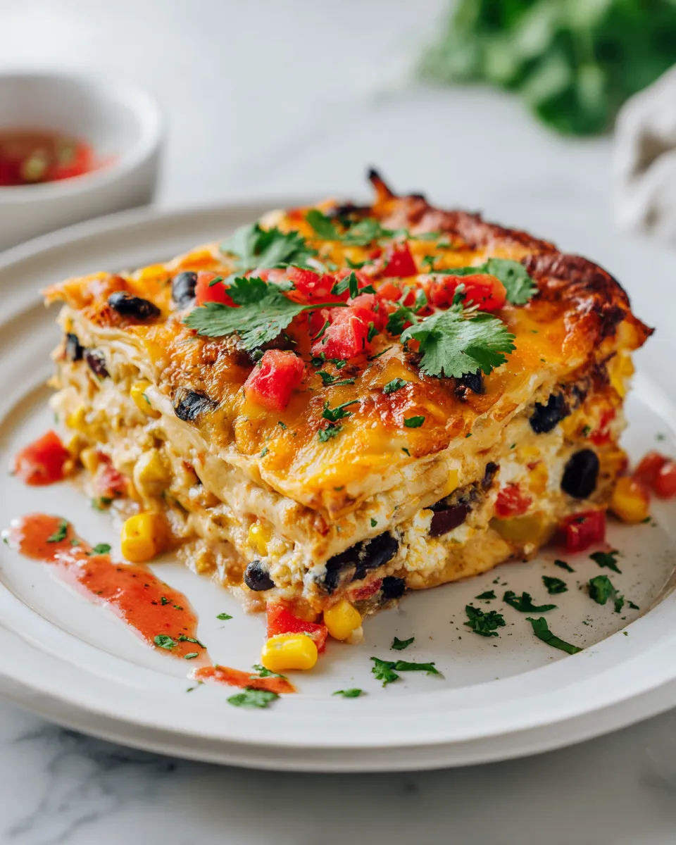 Texas lasagna recipe with layers of beef, cheese, beans. Perfect for holiday gatherings, easy to make-ahead, and full of comforting flavors.