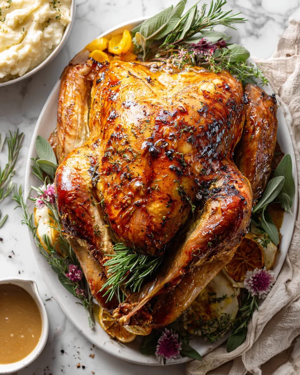 Thanksgiving turkey prepared by roasting, frying, and smoking for diverse flavors and perfect texture.