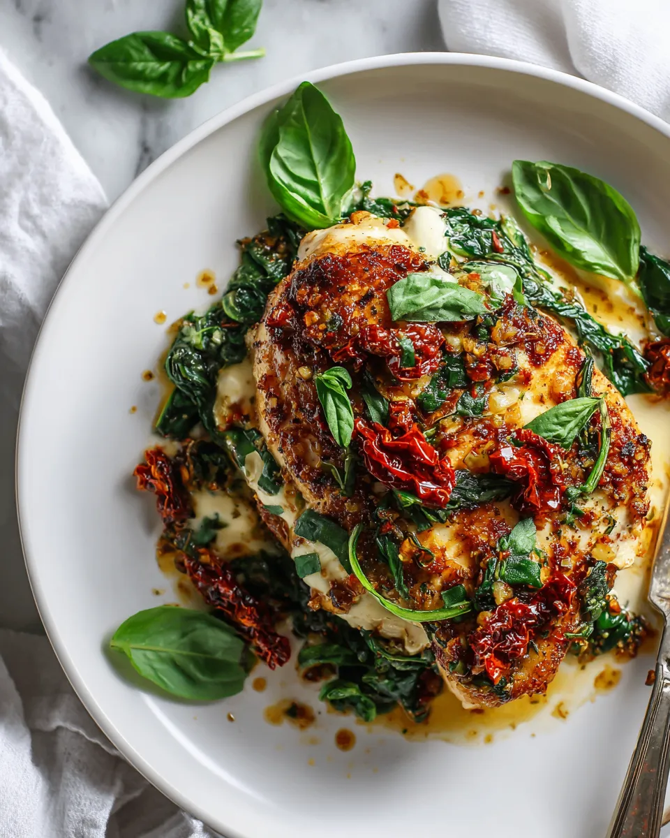 Tuscan garlic chicken with creamy sauce and fresh herbs in a skillet, perfect for holiday gatherings, quick dinners, and impressing guests.