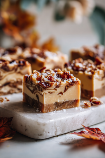 Delicious Maple Bacon Fudge with crispy bacon, perfect for holiday gifting and gatherings, featuring a sweet and savory flavor combination.