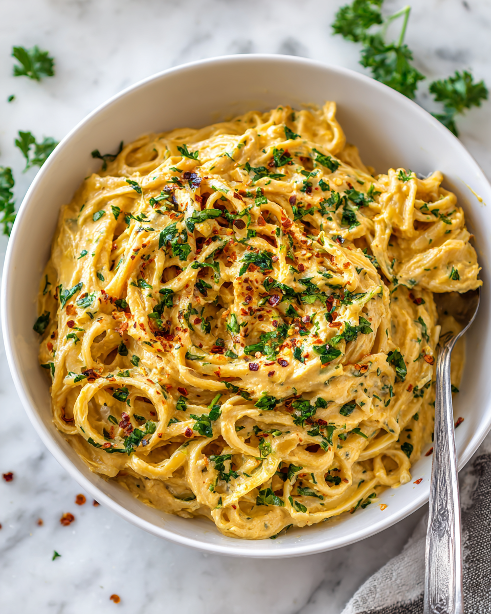 Creamy Hummus Pasta with garlic and vegetable broth, a nutritious and comforting dish perfect for busy weeknights.