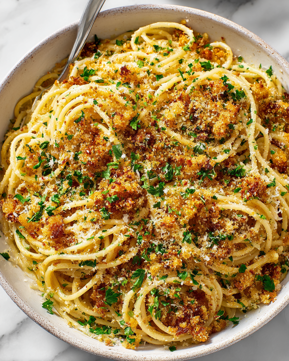 Delicious Garlic Bread Pasta garnished with parsley, combining the flavors of garlic bread and spaghetti, perfect for holidays.