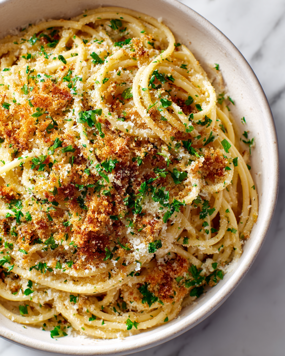 Delicious Garlic Bread Pasta garnished with parsley, combining the flavors of garlic bread and spaghetti, perfect for holidays.