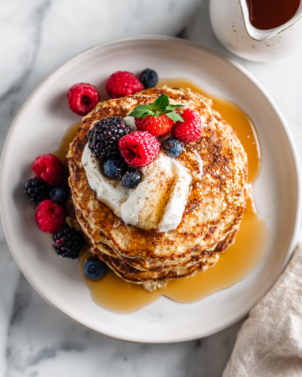 Discover delicious high-protein cottage cheese pancakes, fluffy and healthy breakfast option, perfect for meal prep and customization.