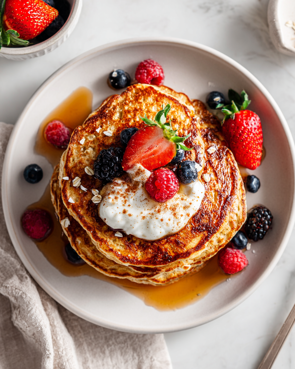 Discover delicious high-protein cottage cheese pancakes, fluffy and healthy breakfast option, perfect for meal prep and customization.