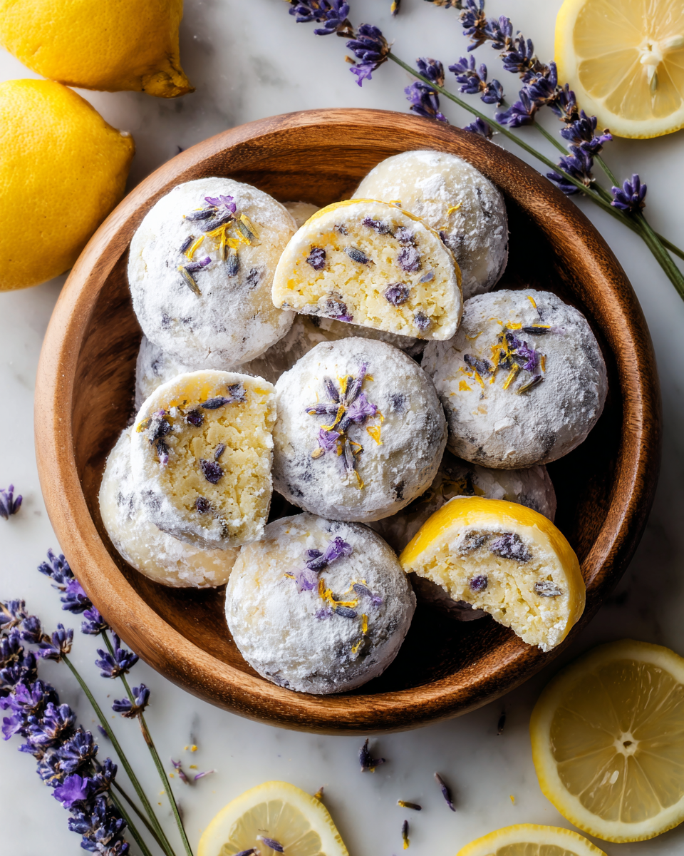 Lemon Lavender Cookies fresh from the oven, showcasing floral and citrus flavors, perfect for holiday gatherings.