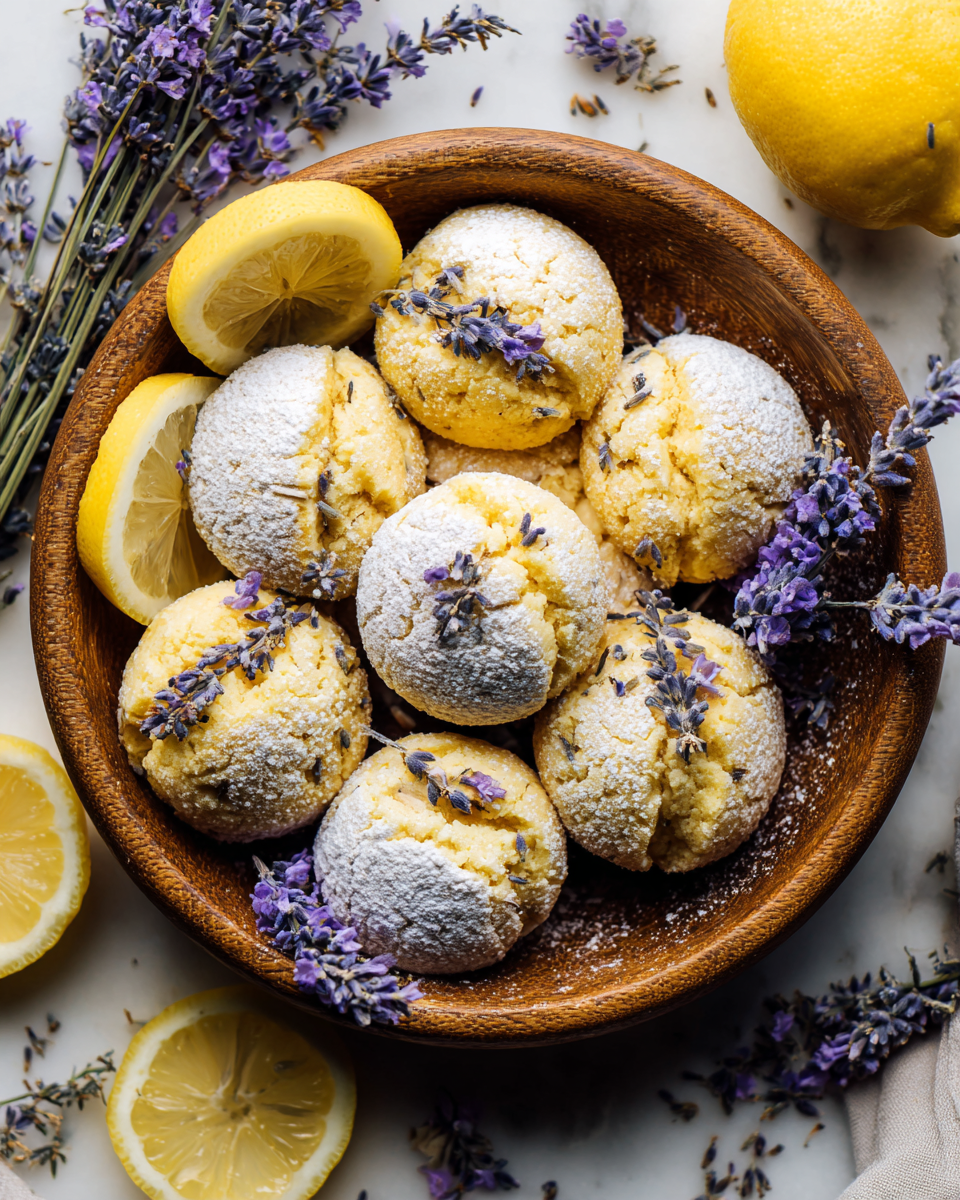 Lemon Lavender Cookies fresh from the oven, showcasing floral and citrus flavors, perfect for holiday gatherings.
