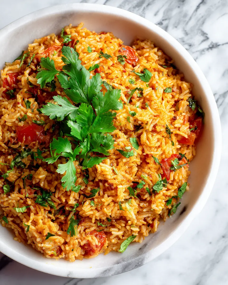 A vibrant Persian Tomato Rice dish featuring basmati rice, succulent tomatoes, and aromatic spices, perfect for holiday gatherings.