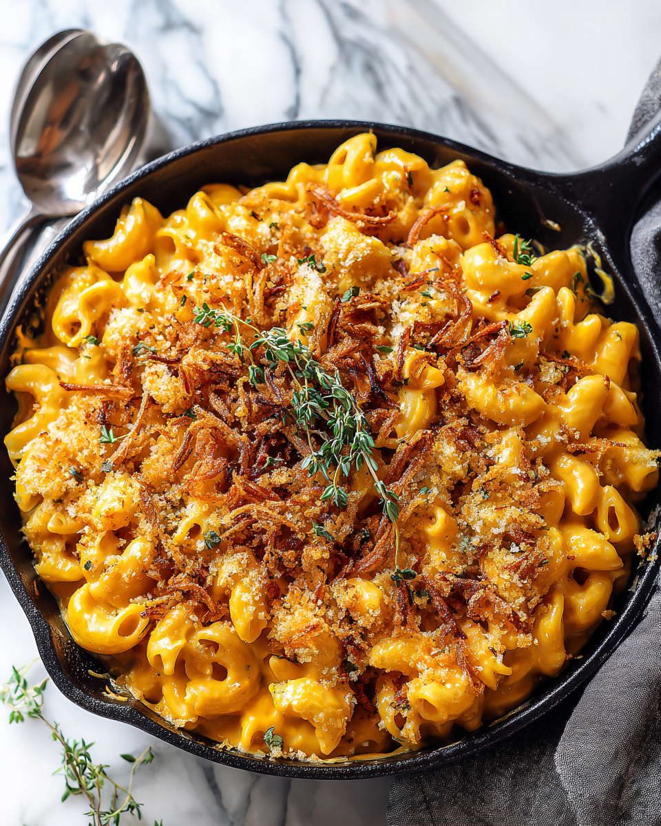 Creamy one-pot pumpkin mac and cheese for a cozy fall meal