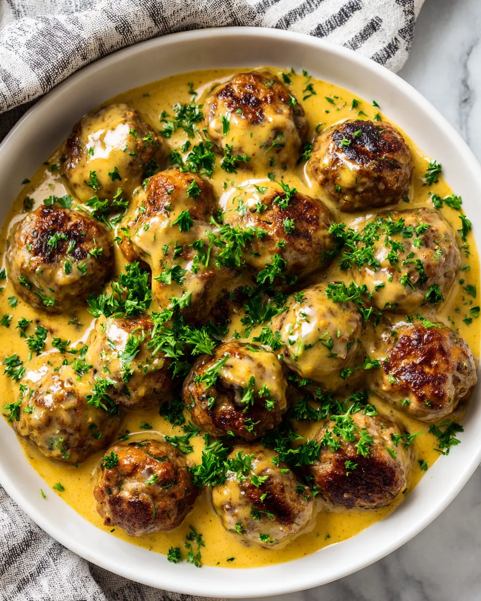 Delicious Swedish meatballs in creamy gravy served over mashed potatoes, a perfect dish for holiday gatherings and cozy family dinners.