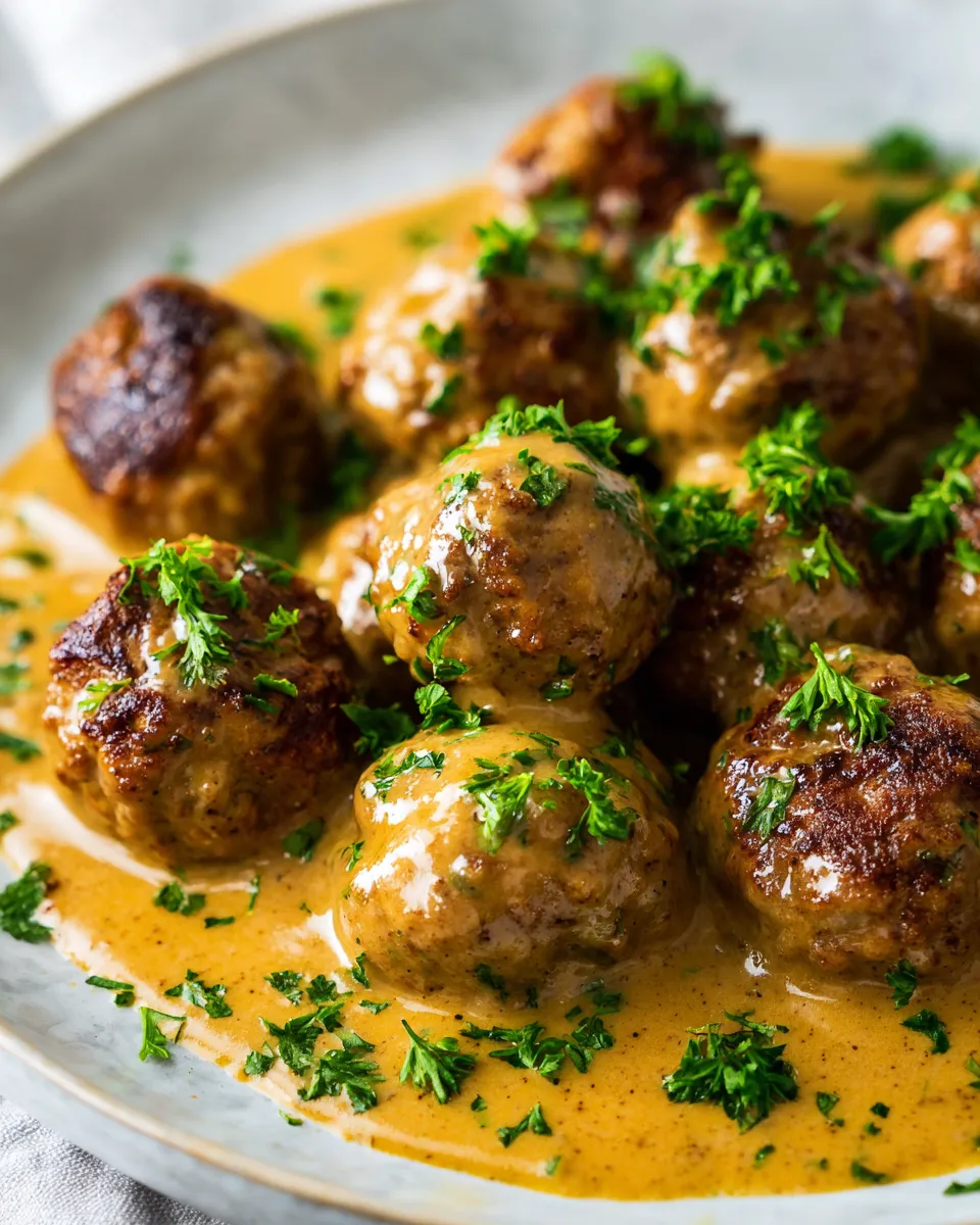 Delicious Swedish meatballs in creamy gravy served over mashed potatoes, a perfect dish for holiday gatherings and cozy family dinners.