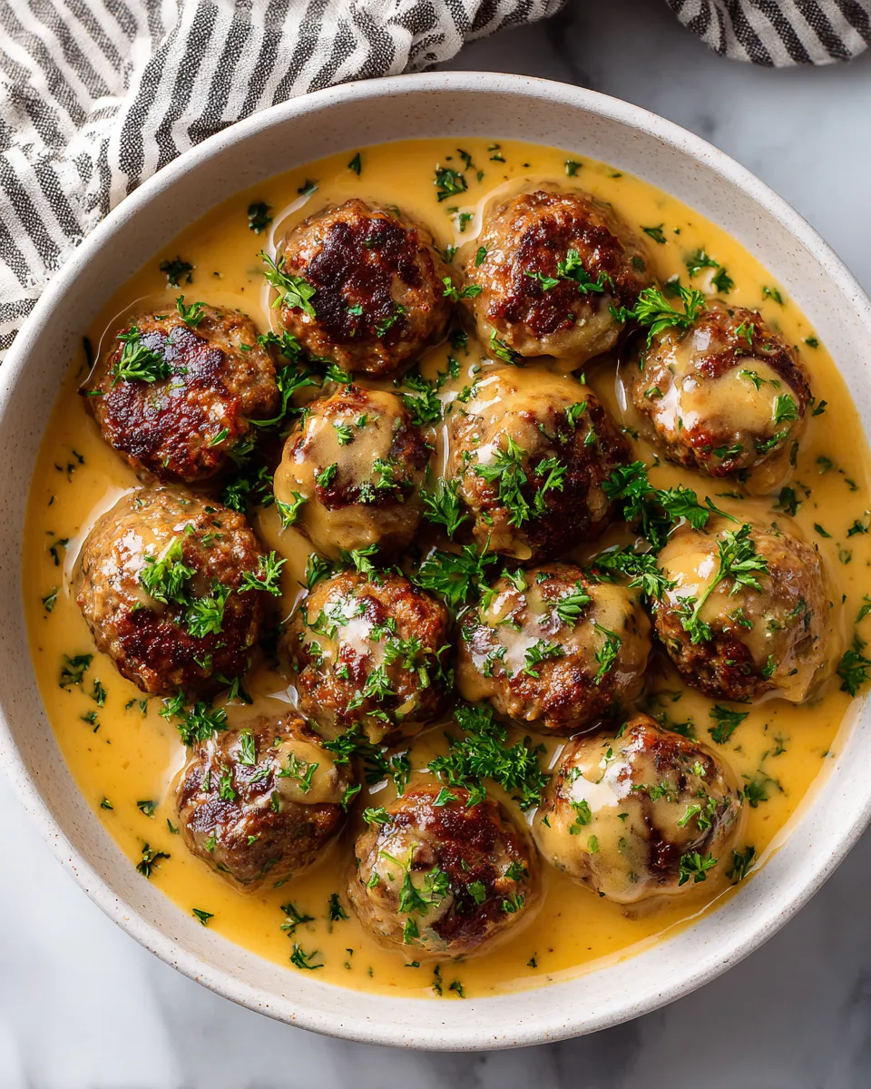 Delicious Swedish meatballs in creamy gravy served over mashed potatoes, a perfect dish for holiday gatherings and cozy family dinners.
