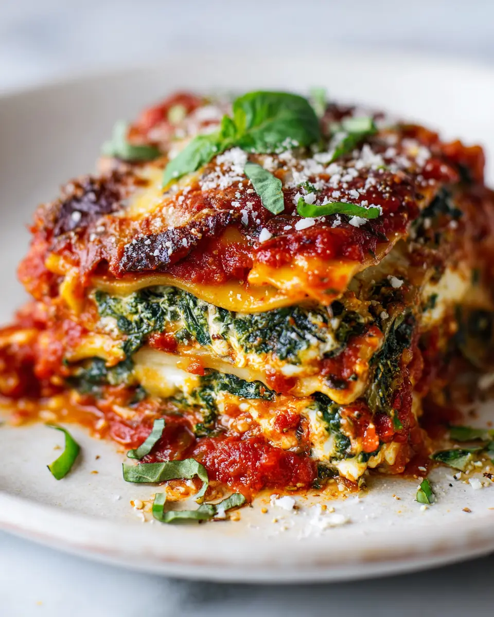 Delicious Tomato Spinach Ravioli Bake packed with layers of cheese, spinach, and rich tomato sauce, perfect for holiday meals.