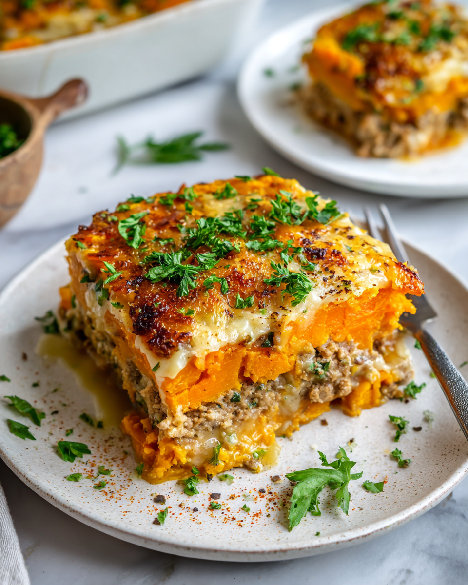 Ground Turkey and Sweet Potato Bake, a flavorful, healthy dish ideal for festive gatherings and meal prep, featuring savory turkey and sweet potatoes.