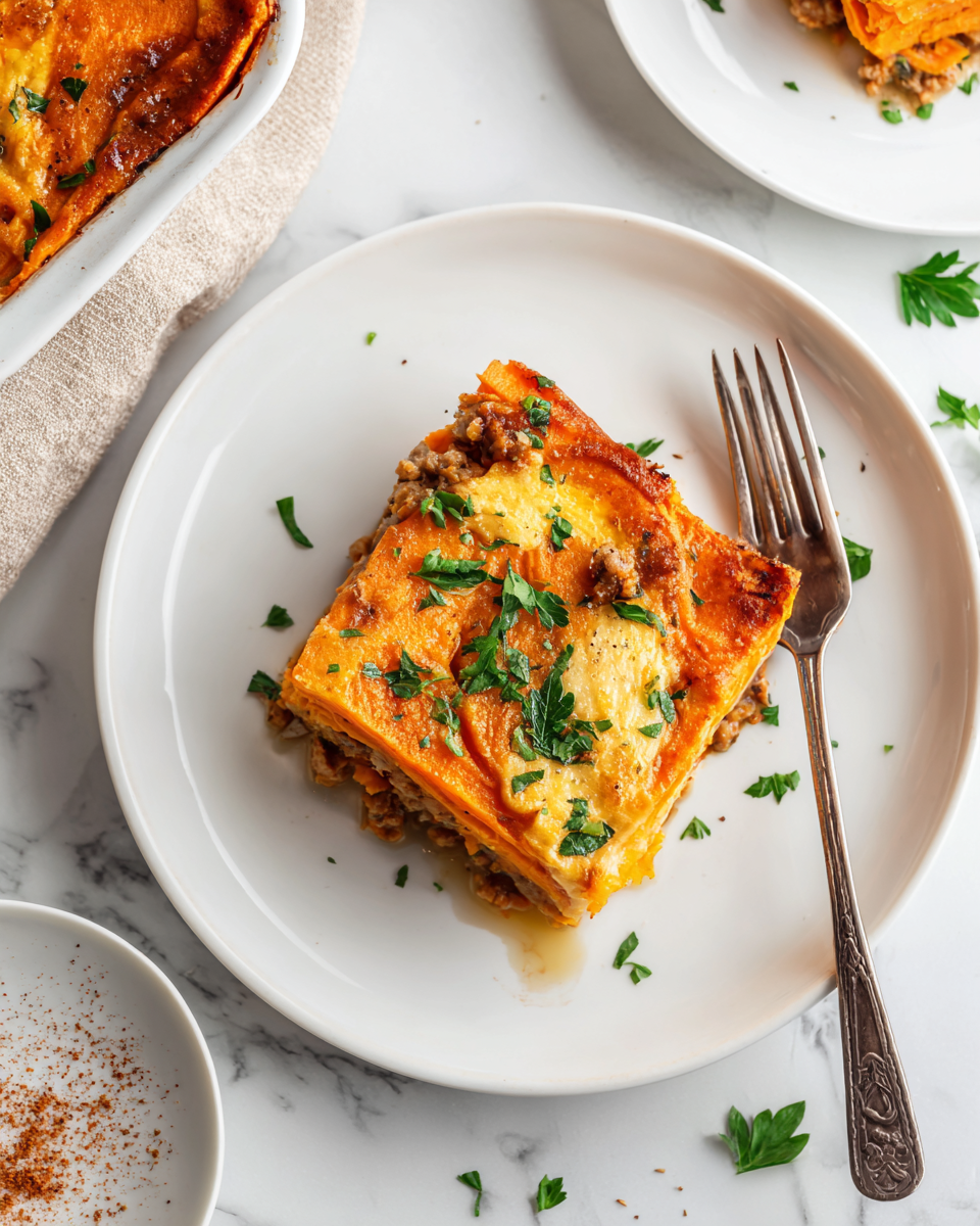 Ground Turkey and Sweet Potato Bake, a flavorful, healthy dish ideal for festive gatherings and meal prep, featuring savory turkey and sweet potatoes.