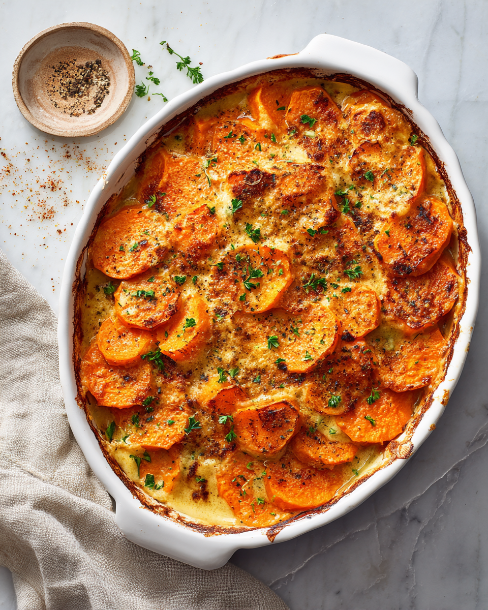 Ground Turkey and Sweet Potato Bake, a flavorful, healthy dish ideal for festive gatherings and meal prep, featuring savory turkey and sweet potatoes.