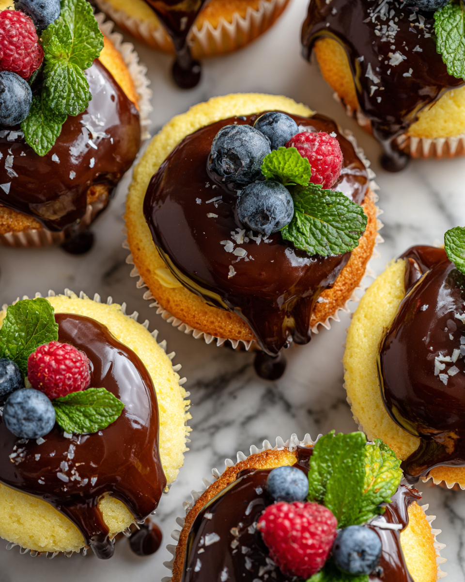 Boston Cream Pie Cupcakes with chocolate ganache and pastry cream, perfect for holiday celebrations and cozy gatherings.